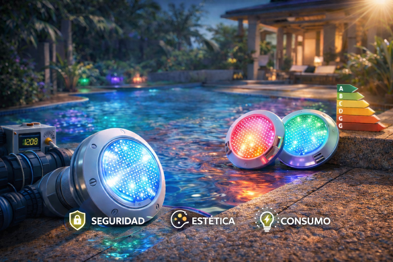 Iluminacion LED profesional para alberca