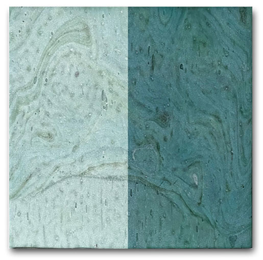 Comparación visual seco vs mojado del mosaico Oasis Stone